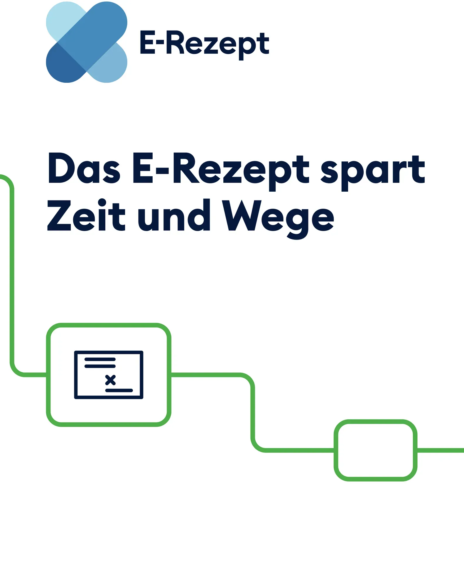 Wandgestaltung zum E-Rezept, helle Fläche mit Piktogramm und grüner Leitungsführung.
