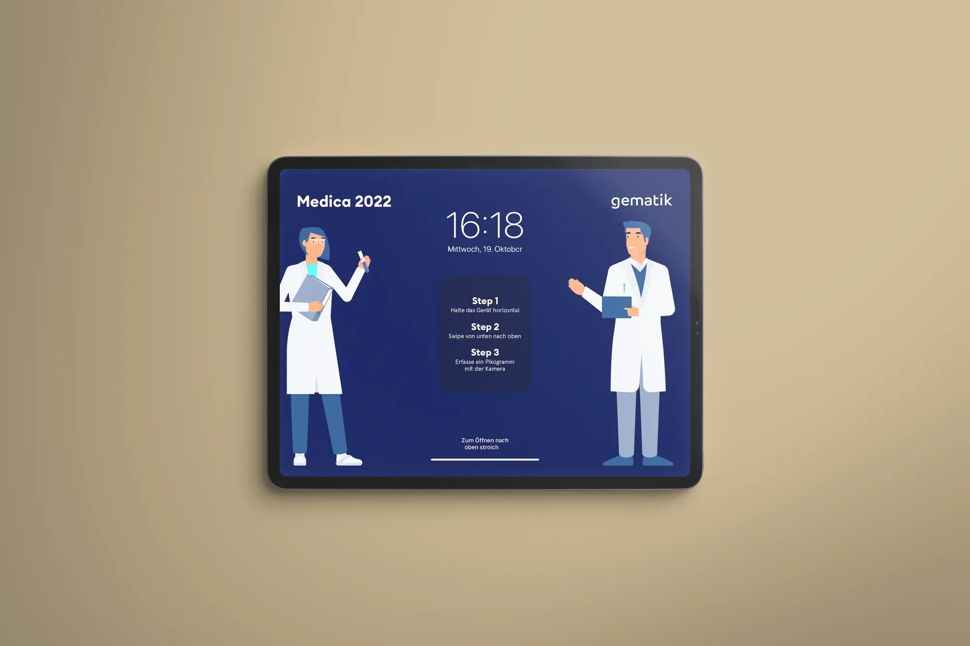 Die AR-Anwendung auf dem iPad, das am Stand für die Besucherinnen und Besucher auslag.