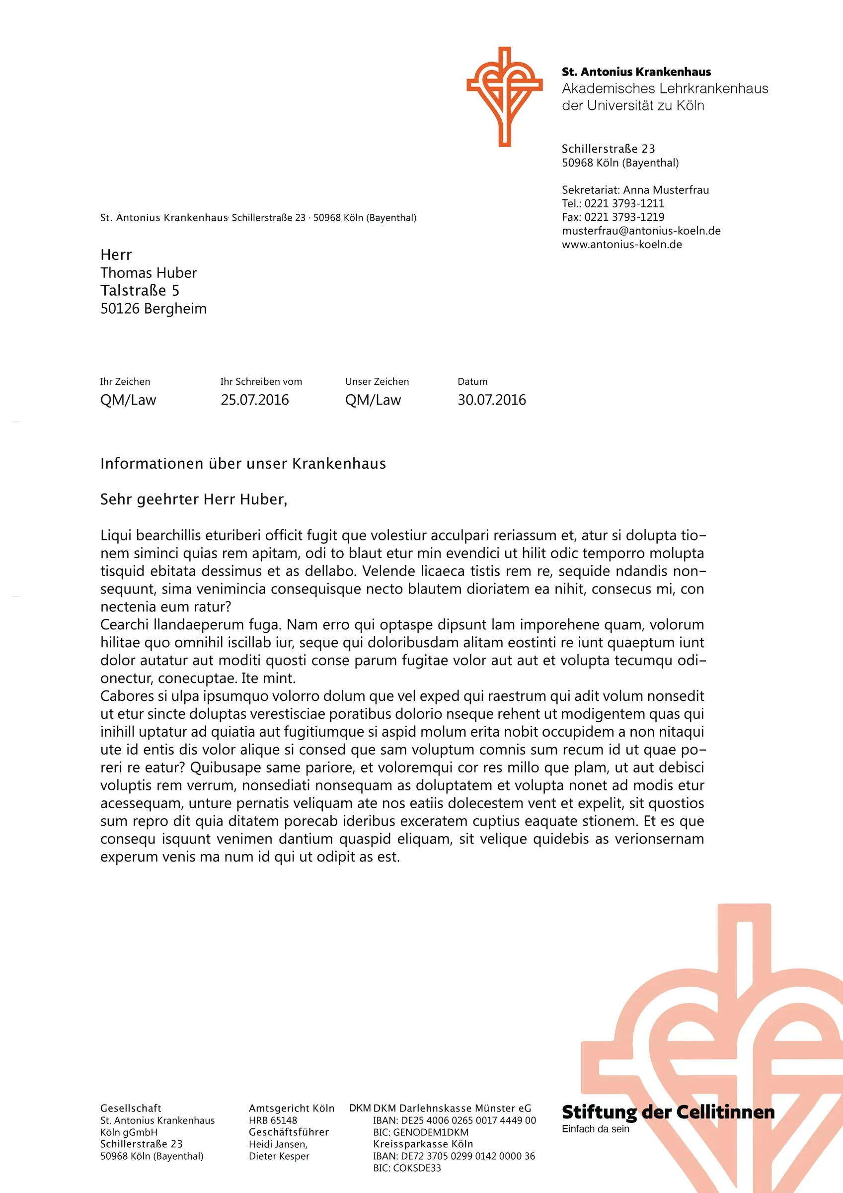 Briefbogen für das St. Antonius Krankenhaus
