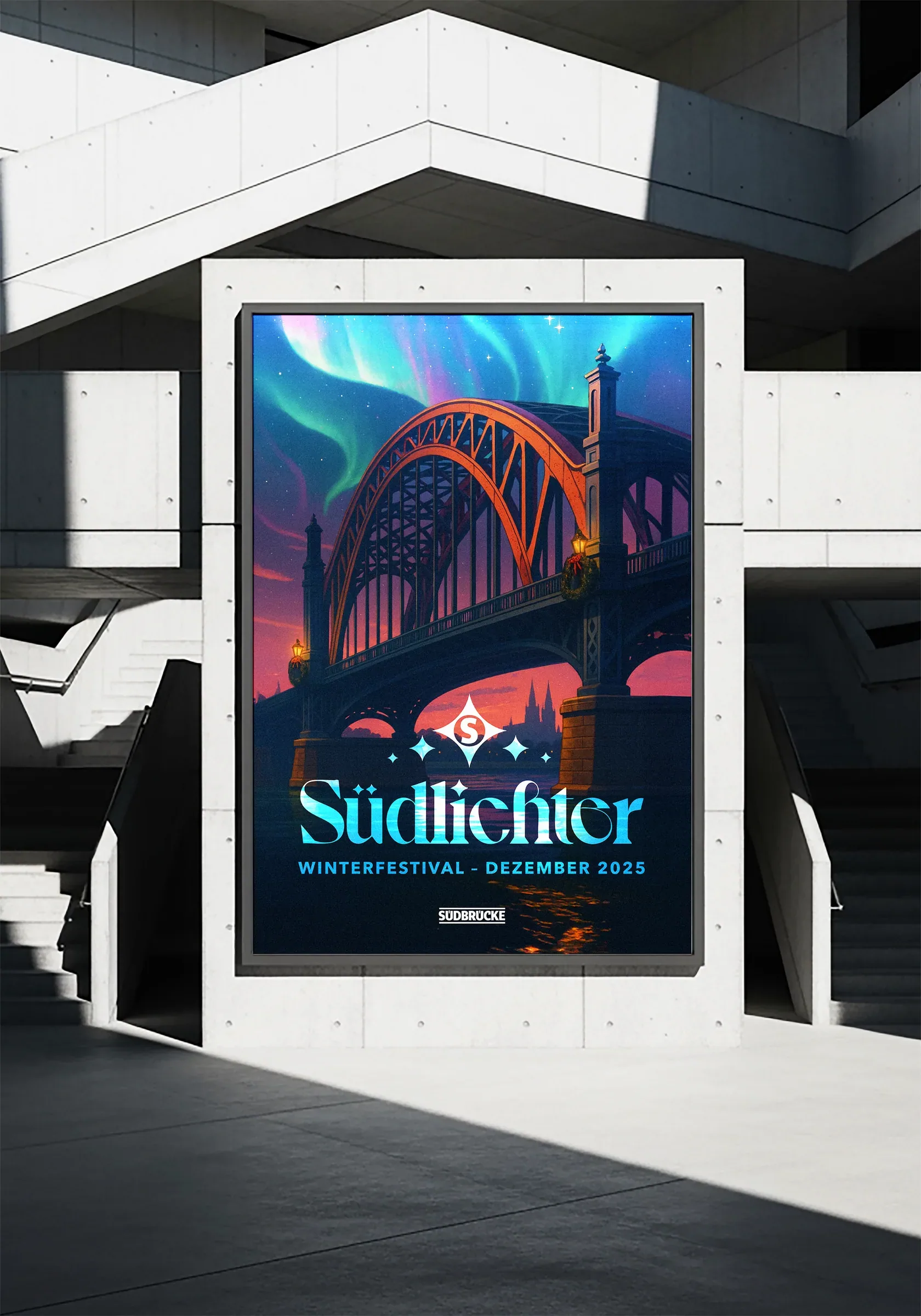 Südlichter, Plakat im Betonbau