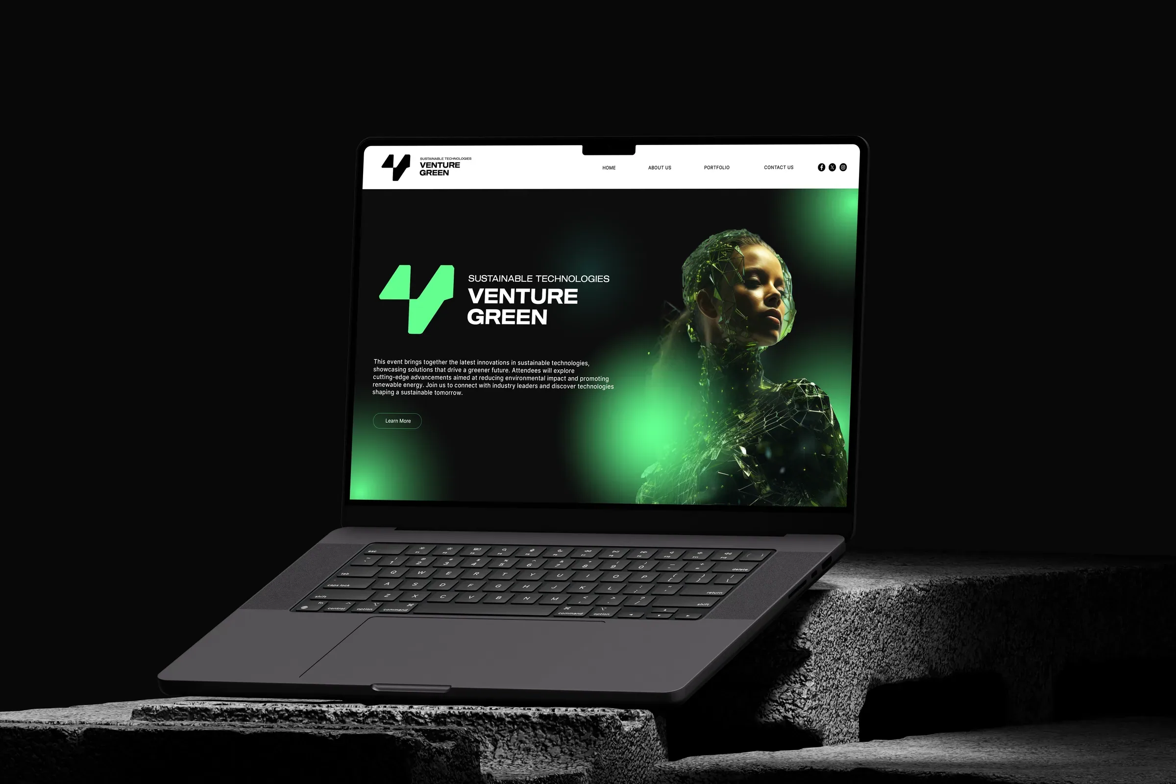 Startseite des Messeauftritts auf dem Laptop