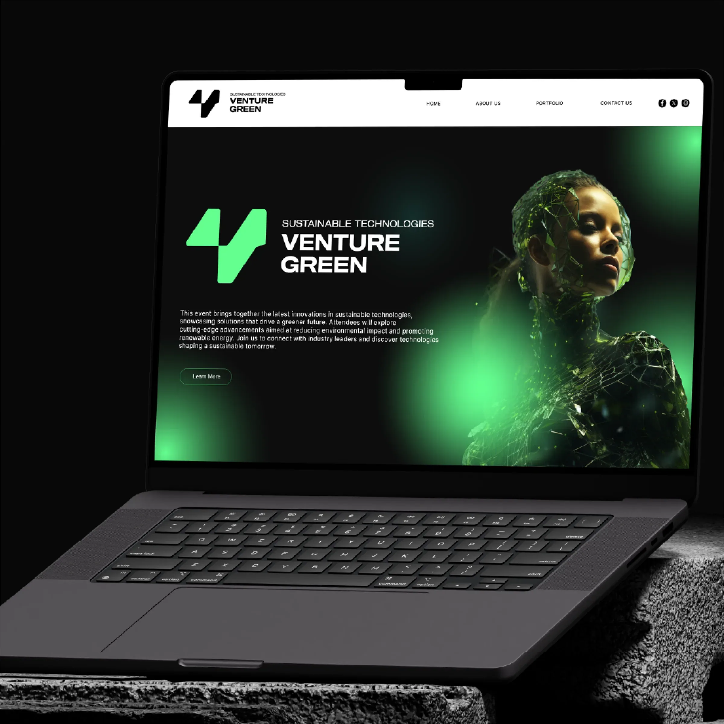Startseite in seitlicher Ansicht auf dem Laptop