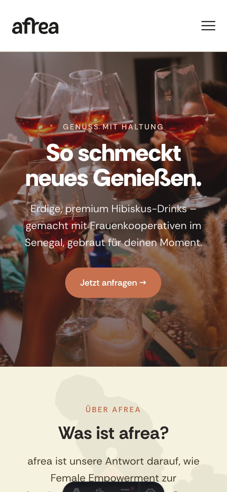 Dieselbe Startseite auf dem Handy