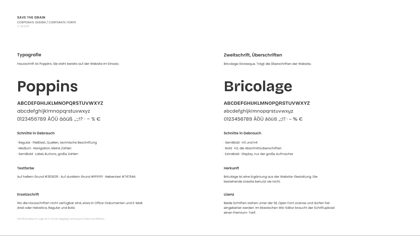 Manual, Schriften